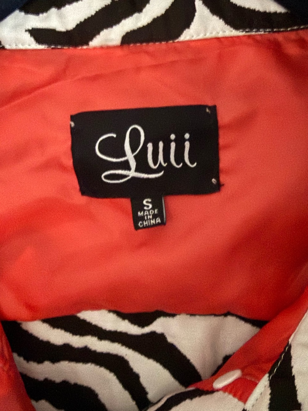 Luii Retro Zebra Print Zip Front Jacket with Coral/Pink Trip Women's Size S - Picture 3 of 15
